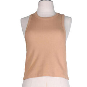 Maeve Anthropologie Womens Medium Camel Ribbed Knit Cropped Tank Top Sleeveless